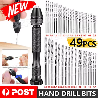 $10.95 • Buy 49x Mini Hand Drill Vise Hand Bits Twist Woodworking Set Precision Pin Tools NEW