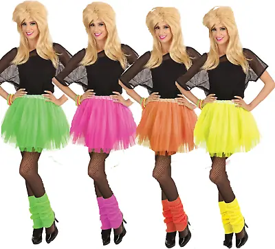 Neon Tutu Ladies Fancy Dress 80s Ra-Ra Skirt Fancy Dress Roller Neon Disco • £8.99