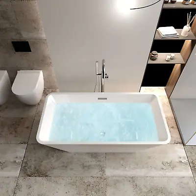 59  Acrylic Bathtub Freestanding Soaking Tub W/Overflow & Drain Stain Resistant • $698