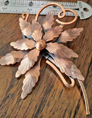 VINTAGE ESTATE Signed Renoir Copper Flower Brooch Pin Large (P) • $16.50