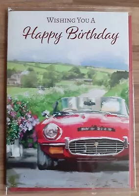Birthday Card Open For Male Fast Sports Car Petrol Head E Type Jaguar  • £2.49