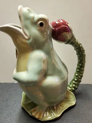 Vintage Chinese Ceramic/Porcelain Frog Figure Water Pitcher 9 H Green • $41.25