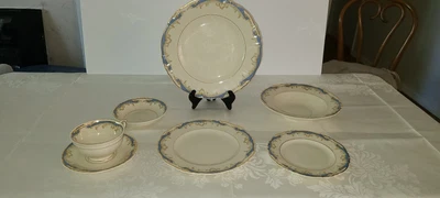 $1089 • Buy Vintage SYRACUSE China Federal Shape CARVEL Blue  84 Piece (Complete)  12 Pc Set