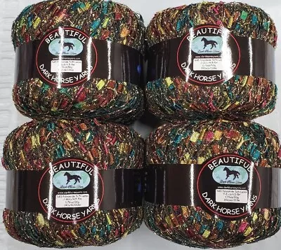 Lot Of 4 Dark Horse Yarns BEAUTIFUL #A106 Metallic Ladder Ribbon Yarn • $11.97