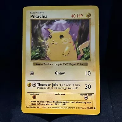 Pokémon TCG Pikachu Base Set 58/102 Regular Shadowless Common • $13.09