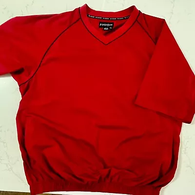 FootJoy Wind Shirt Mens XXL Red Windbreaker Pullover V-Neck Short Sleeve Pockets • $15.99