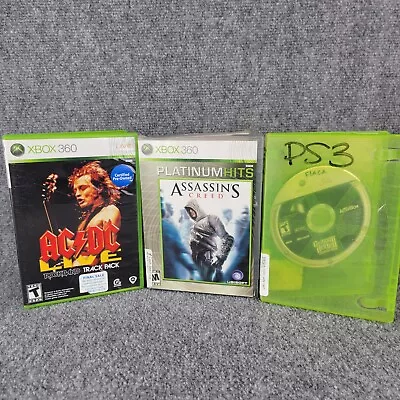 Xbox 360 Video Games Bundle Lot Of 3  AC DC Live Assassins Creed Guitar Hero 3 • $15.99