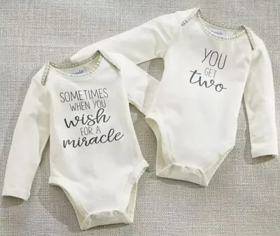 Mud Pie Kids Baby Twin Cotton Crawlers 2-piece Set 0-6 Months New • $19