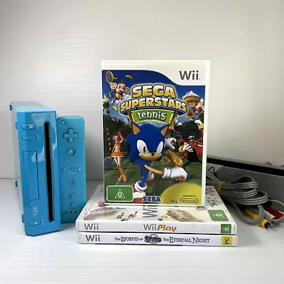 Nintendo Wii Console Blue Special Edition | AUS PAL | Includes 3 Games • $129.97