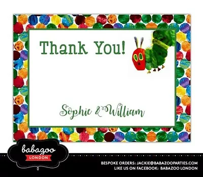 £9.50 • Buy Personalised Hungry Caterpillar Thank You Cards (10) - Size A6 | With Envelopes