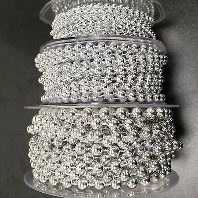 £1.88 • Buy Elegant Pearl Bead Chain String 4mm/6mm/8mm Round Ball Trim Ribbon Per 1 Metre