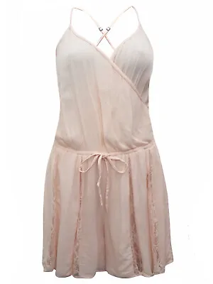 NEW Hollister LIGHT PEACH Lace Panel Wrap Front Playsuit Size SMALL • £1.99