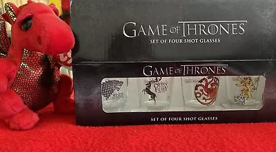 GAME OF THRONES Set Of 4 Shot Glasses (dragon Not Included) HBO Bar Collectibles • £24.11