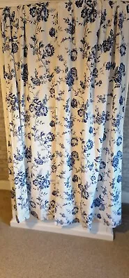 Coloroll Blue And White Floral Curtains. Lined Pencil Pleat Used. • £20