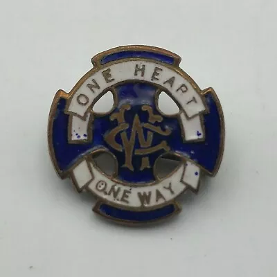 Vintage Methodist Wesleyan Guild Lapel Pin One Heart One Way Blue + White R9 • $7.46