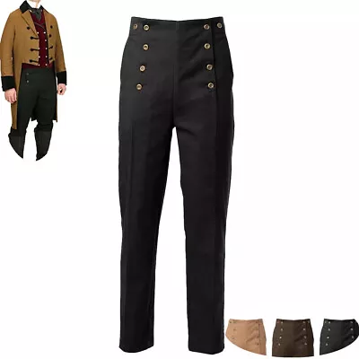 Historical Victorian Trousers For Men Regency Empire Architect Pants Front Flap • $33.99