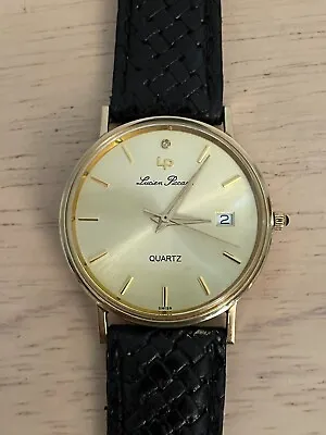 Vintage Lucien Piccard 14K Solid Yellow Gold Diamond Quartz Men's Watch • $500