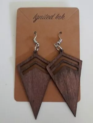 Handmade Laser Cut Wooden Artisan Boho Dangle Drop Earrings. Arrow Design • $10