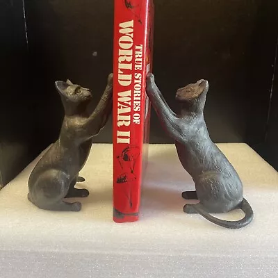 Cat Decorative Bookends For Books And Shelves Unique Cast Iron Decor Heavy Rare • $49.99