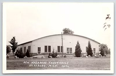 Vicksburg Michigan~Four Entrances To Nazarene Tabernacle~Convex Roof RPPC 1940s • $10