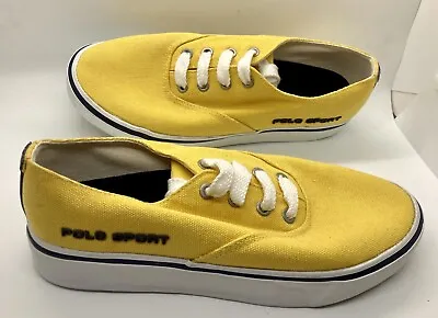 $29.99 • Buy Vtg Ralph Lauren Tennis Shoes Yellow Canvas 90’s Polo Sport Sneaker Women's Sz 7