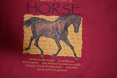 Advice From A Horse Red T Shirt Equestrian Cotton Vegan Gildan Mens M • $20