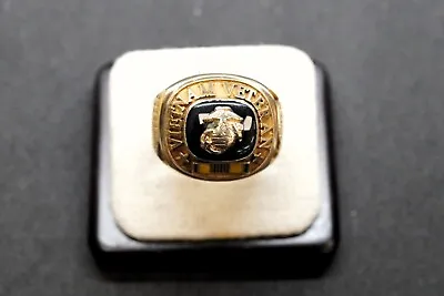 Vietnam Veteran Signet Ring Solid 10k Gold Enamel Us Marine Corp • $1100