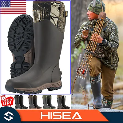 HISEA Men's Rubber Boots Neoprene Insulated Rain Boots Mud Working Hunting Boots • $72.99