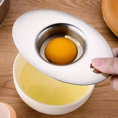 Egg Separator Sturdy Portable Stainless Steel Egg Divider Egg Yolk White • £6.88