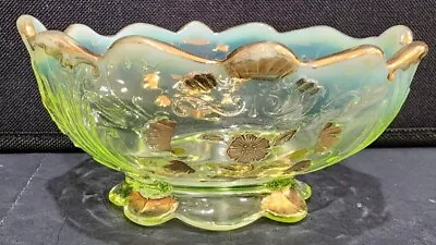 Antique Northwood Vaseline Opalescent Glass Dish Everglades Carnelian • $25