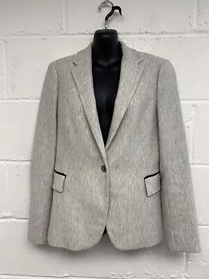 Zara Grey Blazer Jacket Black Elbow Patches Women’s Medium PWB • £18