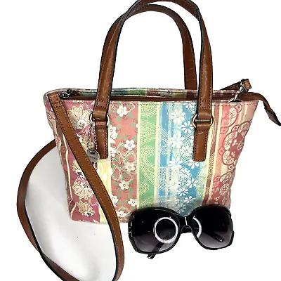 Vntg FOSSIL Printed Patchwork Crossbody Satchel • $28