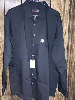 Men’s XXL 18-18 1/2 J Ferrar Black Long Sleeve Button Up Collared Dress Shirt  • $22