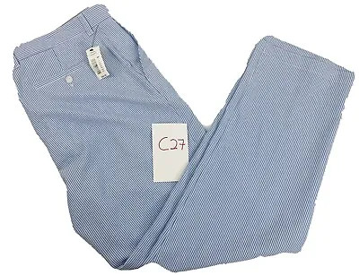 Men's New ROUNDTREE & YORKE Blue White Seersucker Pants 40/32 Easy Care C27 • $26.33