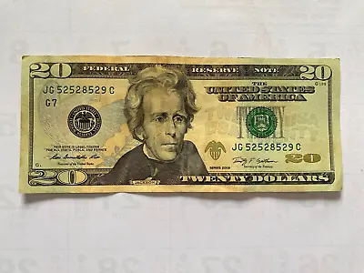 USA Real Money $20 Paper Money TWENTY DOLLARS Serial # JG 52528529 C Note 2009 • $28.99