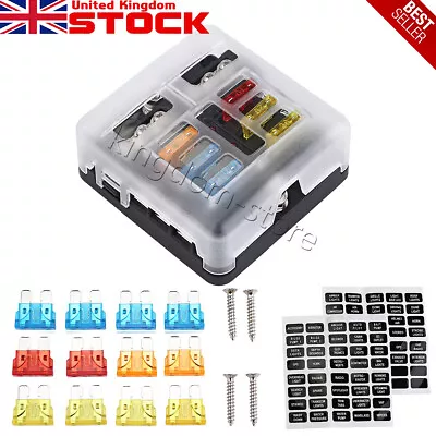 UK Blade Fuse Box 6 Way Distribution Bar Bus Boat Car Kit Marine Holder 12V/32V • £9.96