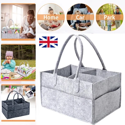 £5.49 • Buy UK Baby Diaper Caddy Organizer Felt Changing Nappy Kids Storage Carrier Bag Grey