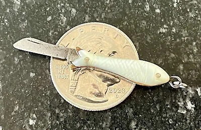 Vintage Miniature Folding Knife Mother Of Pearl Fish Shaped Handle • $105