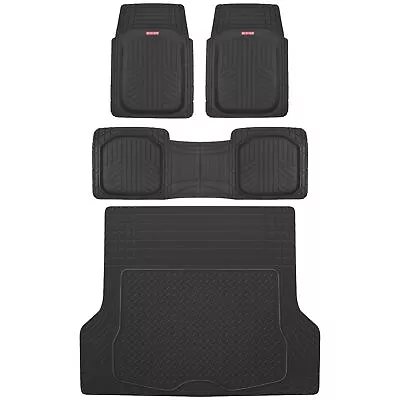 MotorTrend Heavy Duty 4PC Deep Dish Rubber Floor Mats & Cargo Trunk Liner Set • $65.99