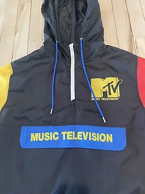 MTV Windbreaker 1/4 Zip Pullover Music Television Unisex Size Small Black • $5.75