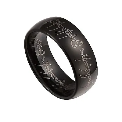 Black Tungsten Carbide 8mm Lord Of The Rings Band Plain Size 7-14 TG022 • £16.40