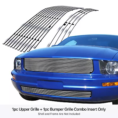 Fits 2005-2009 Ford Mustang V6 Stainless Chrome Billet Grille Insert Combo • $66.99