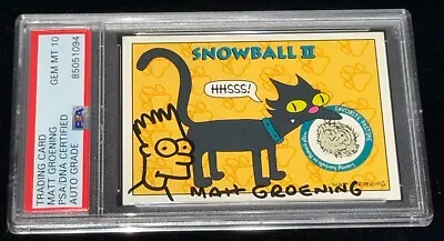 Matt Groening  The Simpsons  1993 Skybox Signed Auto Rookie Card PSA 10 W/Sketch • $2499.99