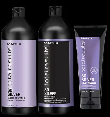 £45.99 • Buy Matrix Total Results - So Silver - Shampoo, Conditioner (1000ml) & Masq 200ml 