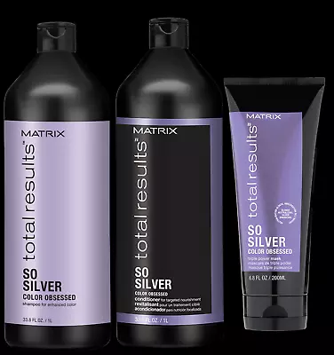 Matrix Total Results - So Silver - Shampoo Conditioner (1000ml) & Masq 200ml • £54.39