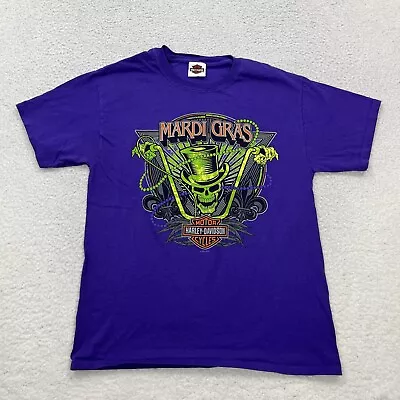 Harley Davidson T Shirt Mens Medium Purple Voodoo Madi Gras Skull Graphic • $24.88