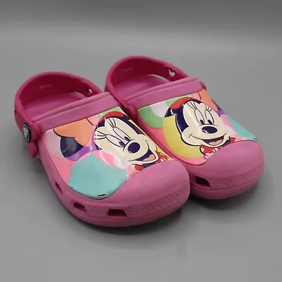 Minnie Mouse Pink Crocs Girls Size 10/11 Clog Mouse Cutout Crocband • $19.99
