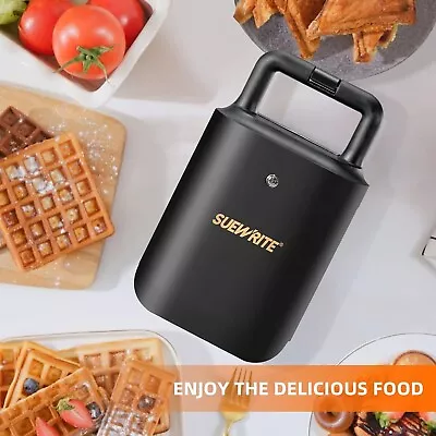 SUEWRITE Mini Non-Stick 2-in-1 Belgian Waffle Maker Iron With Removable Plates • $29.99