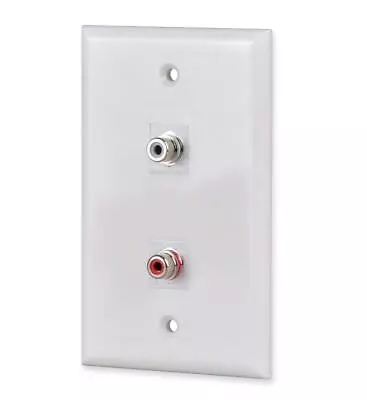 RCA Wall Plate White 2-Port RCA Wall Plate With Removable F/F RCA Keystone J... • $18.64