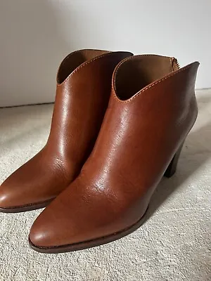 Frye June Ankle Boots Western Smooth Antiqued Leather Size 7.5 Made In Italy • $65